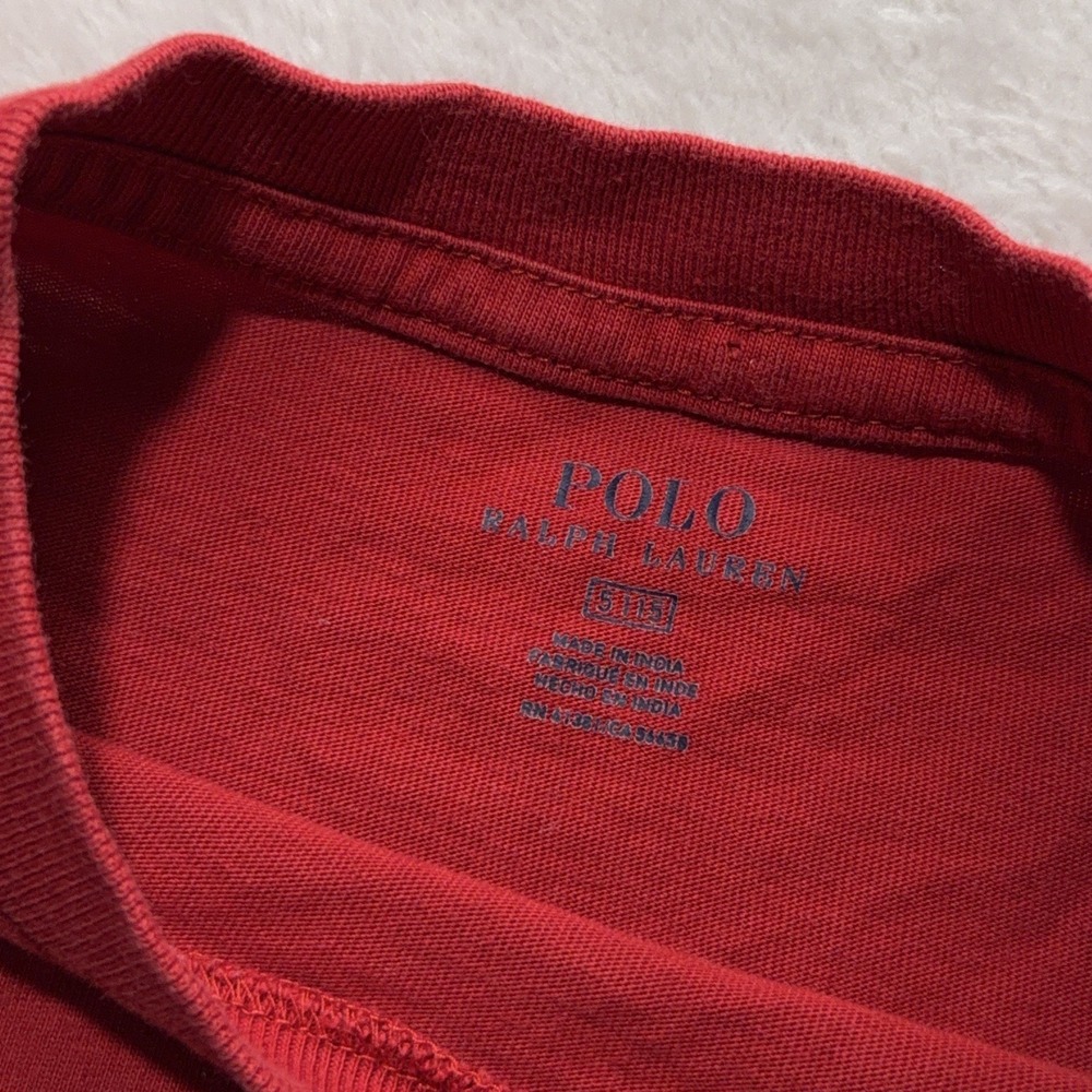 Polo Ralph Lauren Boys 5 Graphic Red Cotton Short Sleeve T Shirt Preppy Casual - Picture 4 of 10